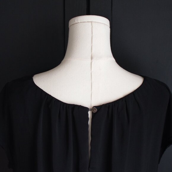 Calvin Klein | Black w Silver Metallic Shimmer, Mixed Media Top - Picture 7 of 8